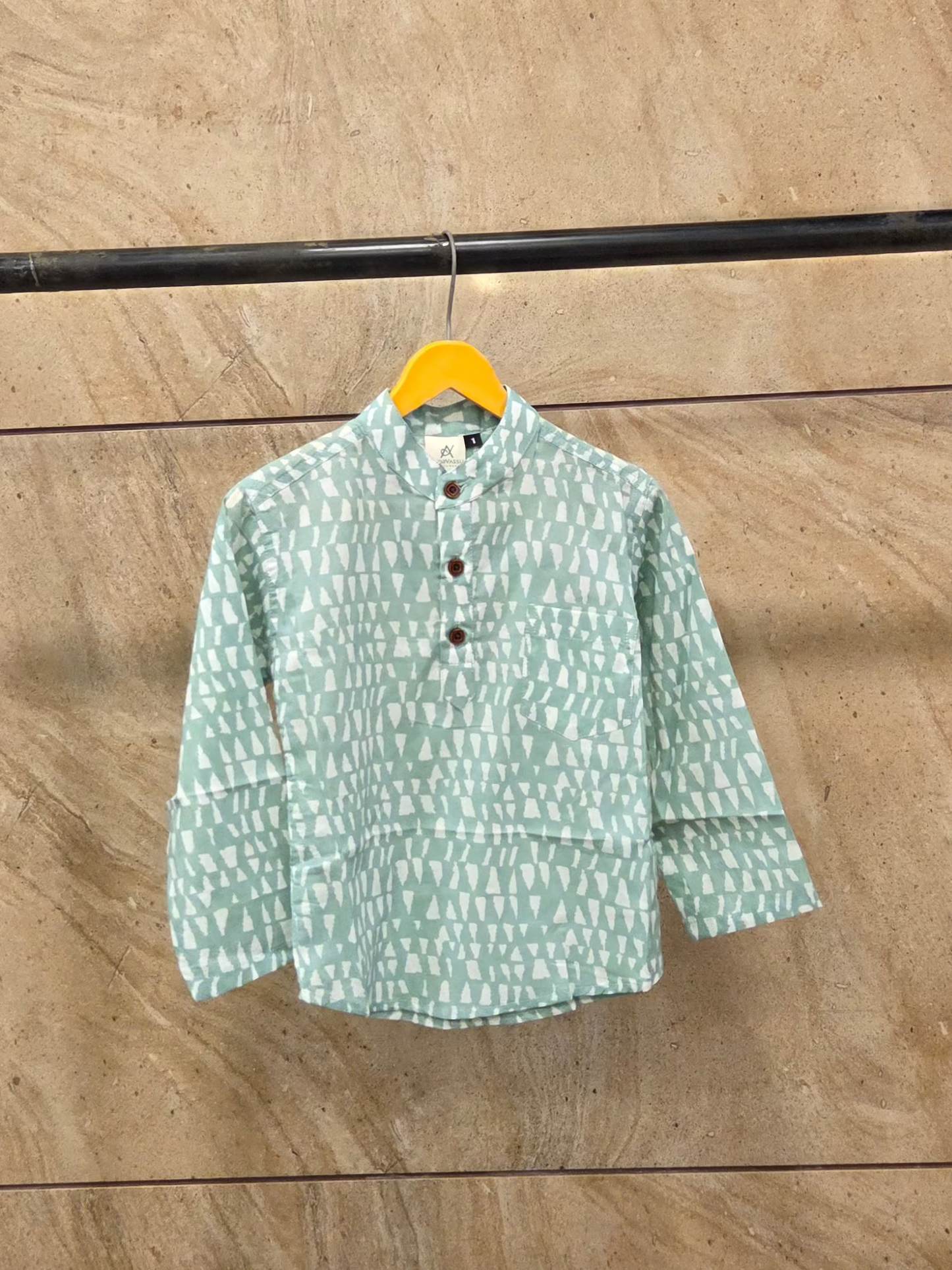Son Light Green Kurta Shirt in Cotton