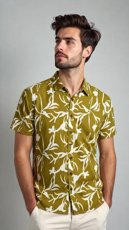 Father Amber Color Half Shirt in Cotton
