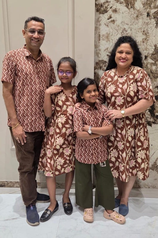 Brown Floral Zigzag Family Of 4