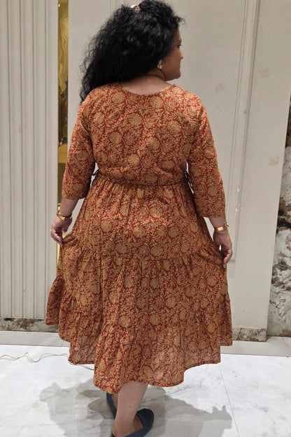 Mother Rust Color Nadi Dress in Cotton