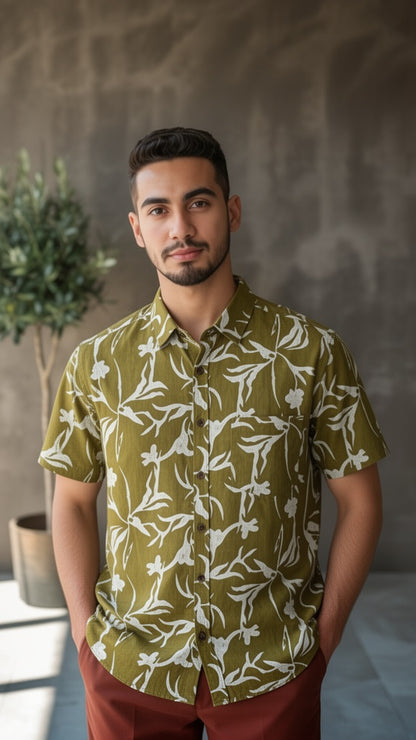 Father Amber Color Half Shirt in Cotton
