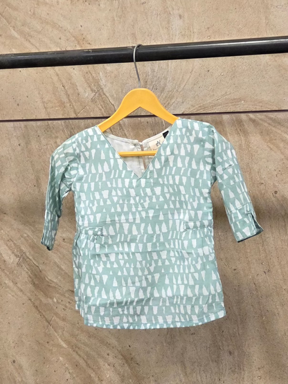 Daughter Light Green Frock in Cotton