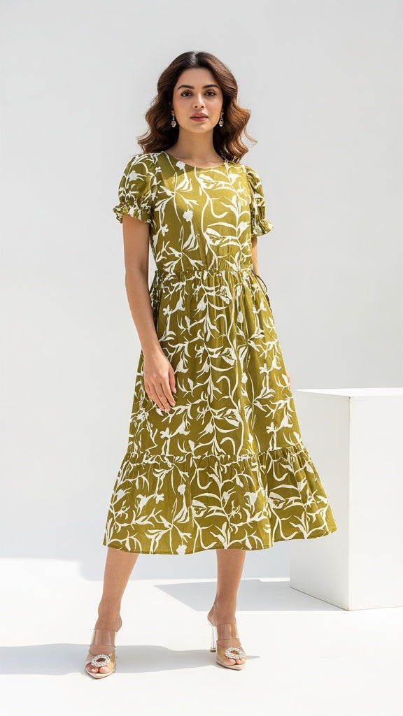 Mother Amber Color Nadi Dress in Cotton