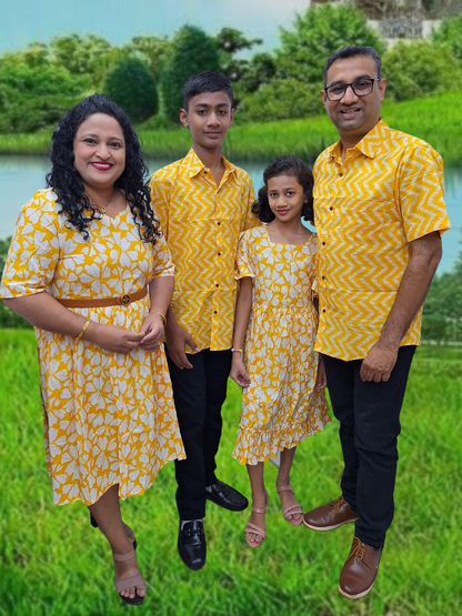 Yellow Smart Family of 3 Combo in Cotton